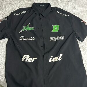 Black Green Button Down